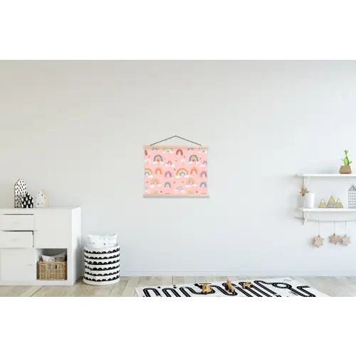 Regenboog - Patroon - Pastel textielposter latten blank klein -kinderkamer
