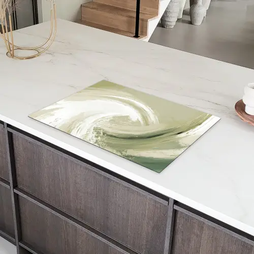 Abstract - Penseelstreken - Golven - Groen Inductie beschermer vinyl 3mm klein -sfeer8