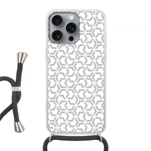 Grafisch - Patroon - Modern Hoesje iPhone 16 Pro Max met koord klein 804 -3d