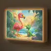 Flamingo - Dinosaurus - Strand - Kleurrijk Light Box met batterij (Wandlamp kind) middel -z3d_website