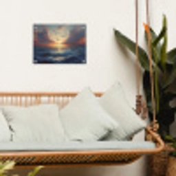 Meeuwen - Zonsondergang - Zee - Wolken tuinposter los doek klein -sfeer7