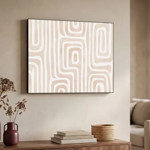 Decoratief - Labyrint - Beige Textielframe - compleet frame klein -sfeer3