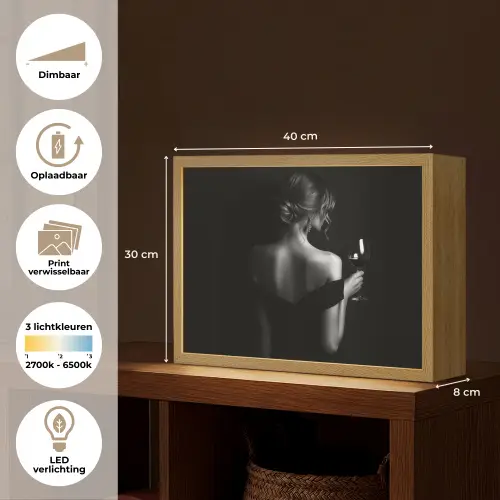 Vrouw - Wijn - Jurk Light Box met batterij (Wandlamp) middel -USP_websiteoverzichtNL