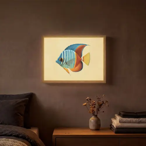 Vis - Vinnen - Blauw - Ogen Light Box met batterij (Wandlamp) middel -sfeer4