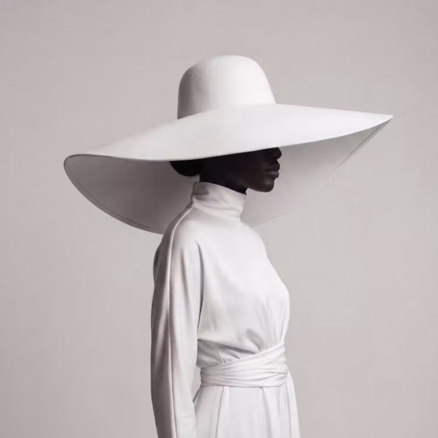 Tapete - Frau - Profil - Hut - Schwarz - Weiß - Minimalistisch