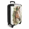 Koffer - Paard - Bloemen - Natuur - Waterverf - Dieren NBS - Handbagage koffer - Unisex middel -productfoto_3d