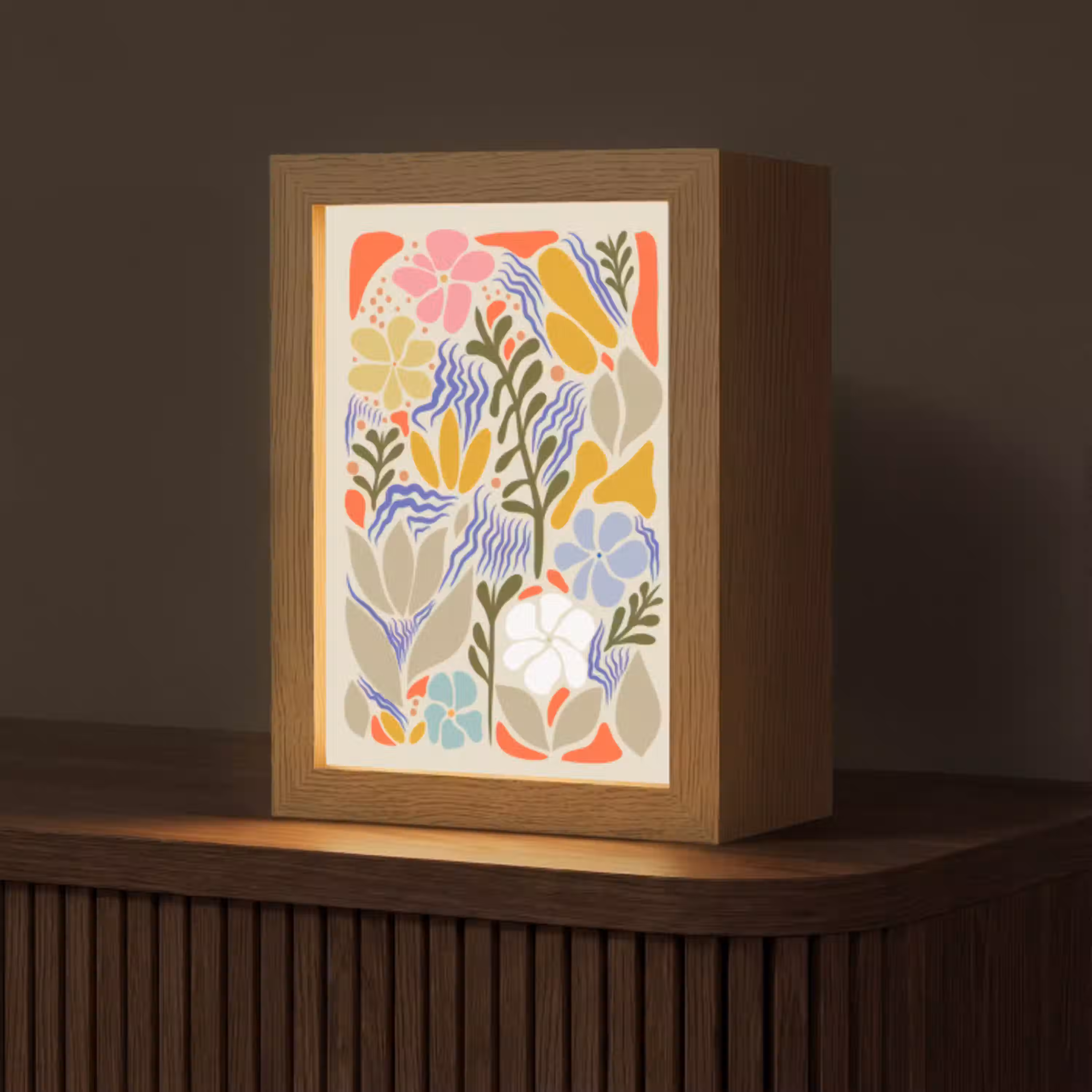 Abstract - Bloemen - Bladeren Light Box met kabel (Tafellamp) klein -z3d_website