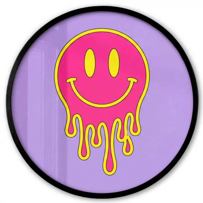 Smiley - Drip - Neon Fotolijst rond zonder passe partout klein -3d