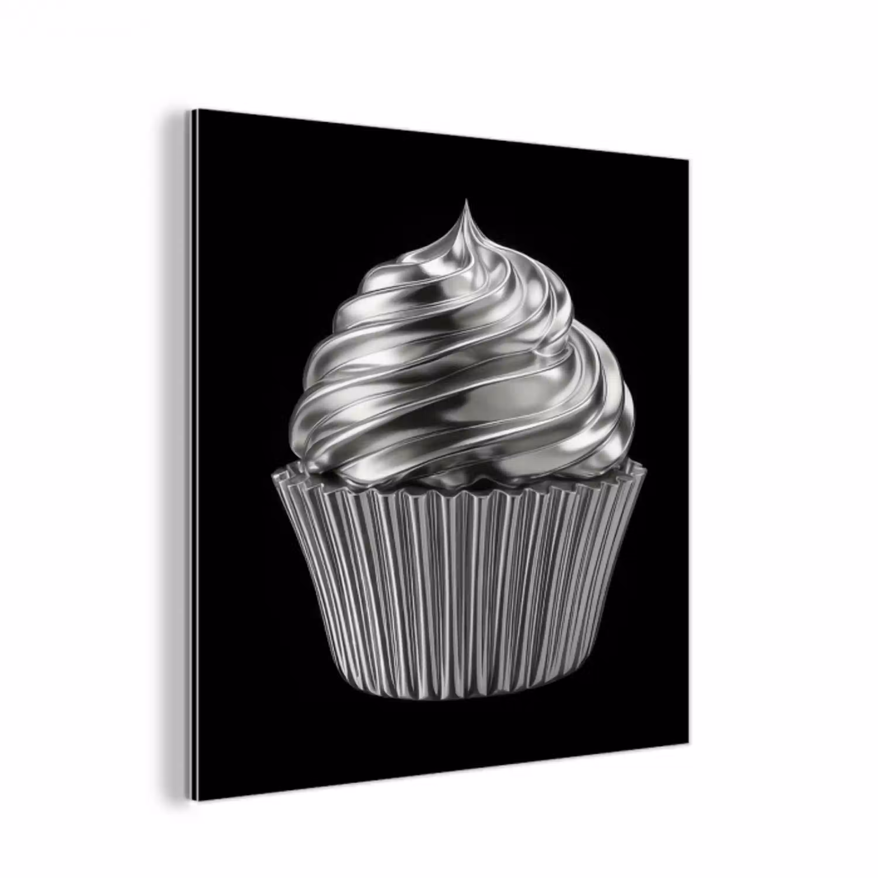 Cupcake - Luxueus - Zilver aluminium wit klein -3d