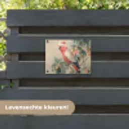 Roze kuifkaketoe - Tak met vruchten - Bladeren tuinposter los doek klein -sfeer3