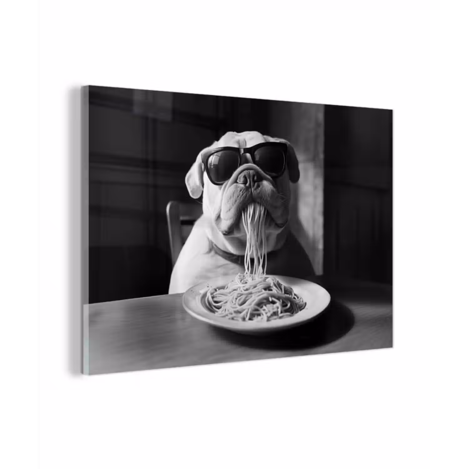 Glasbild - Hund - Bulldogge - Brille - Hart - Tiere