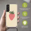 Aardbei - Minimalistisch - Rood - Fruit Hoesje Samsung Galaxy S22 met koord klein -sfeer2_DE