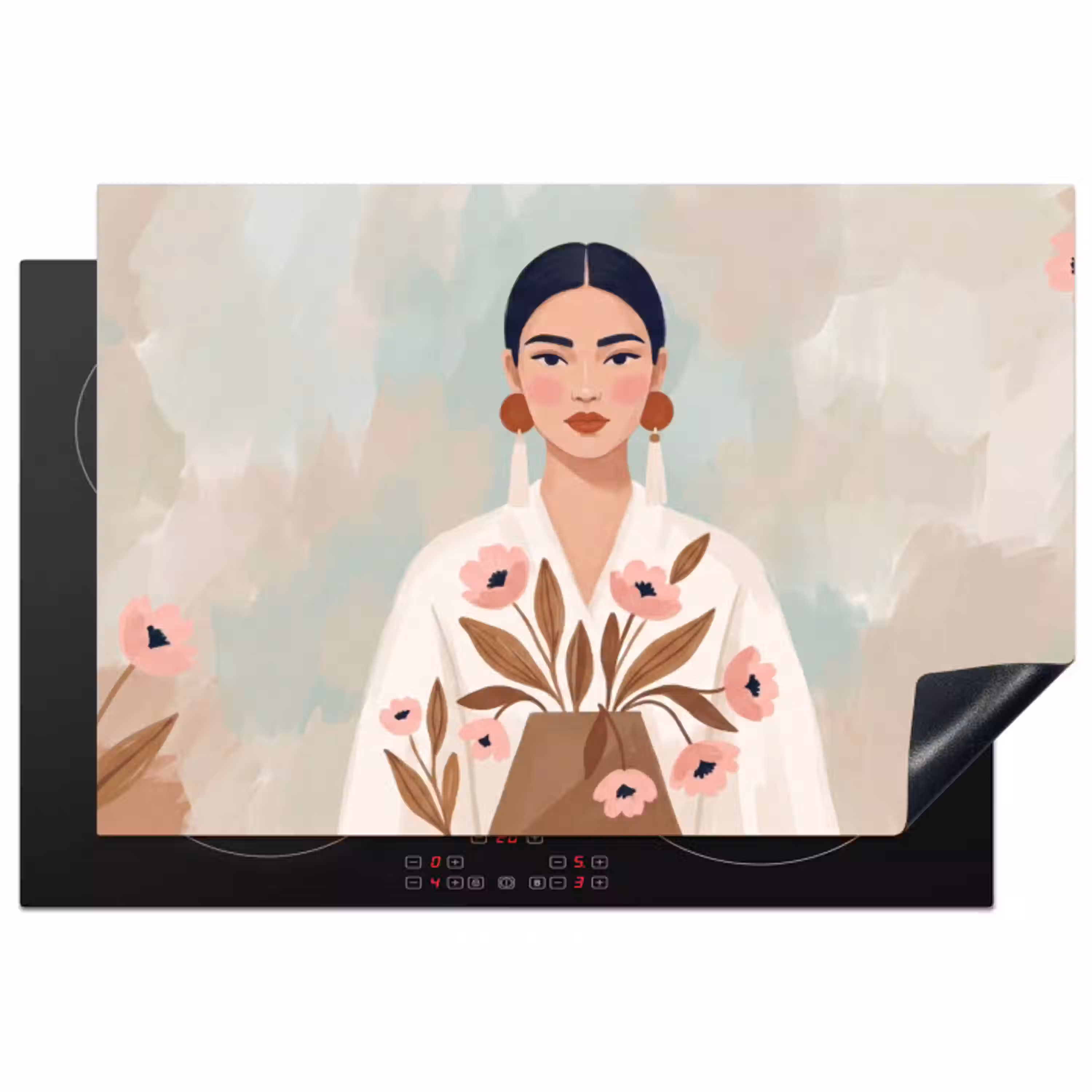 Vrouw - Kimono - Pastel Inductie beschermer vinyl 3mm klein -3d