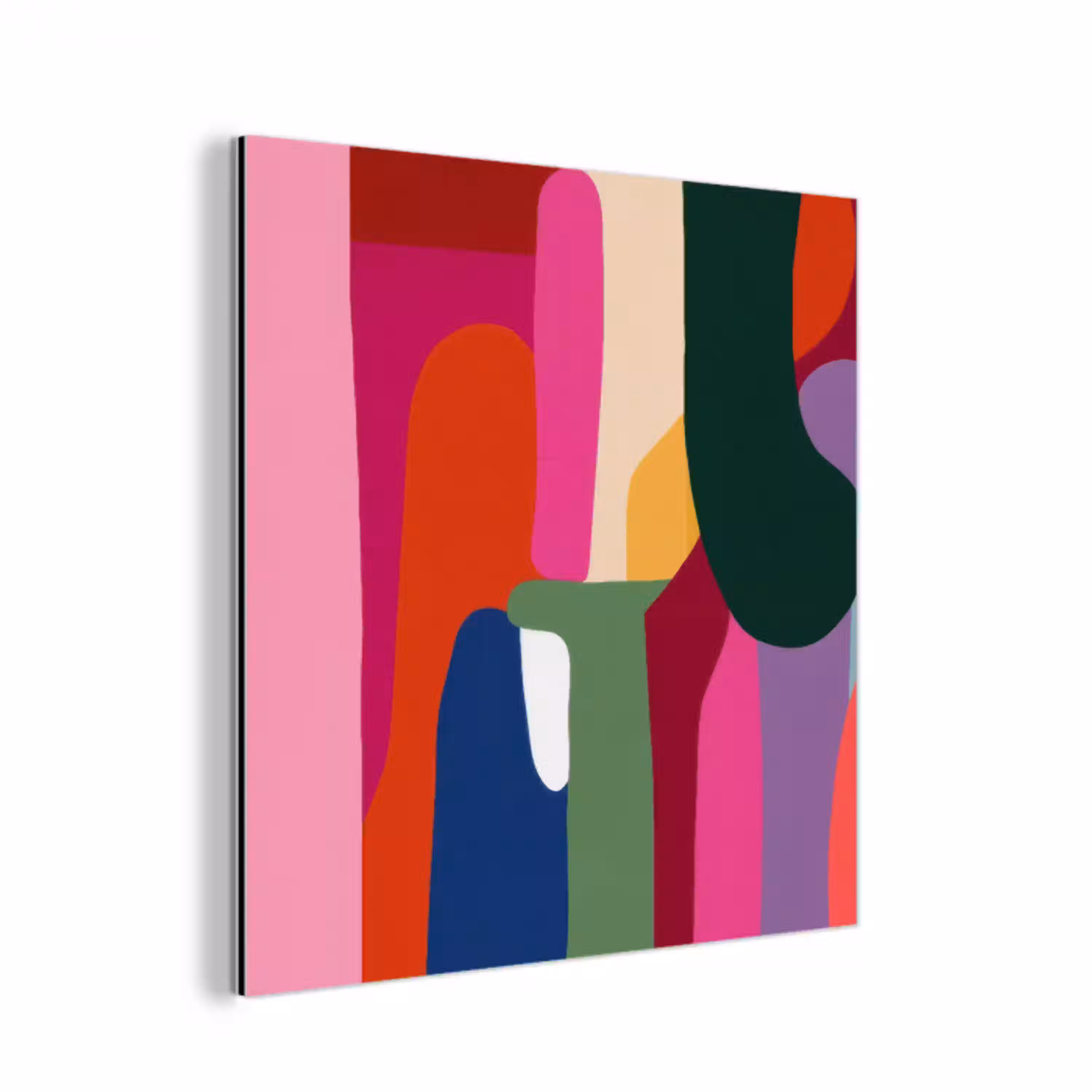 Kleurvakken - Recht - Rond - Abstract aluminium wit klein -3d