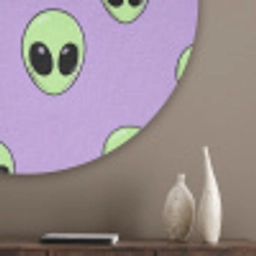Alien - Retro - Lila Akoestische PET Vilt - Rond klein 838 -sfeer5_closeup