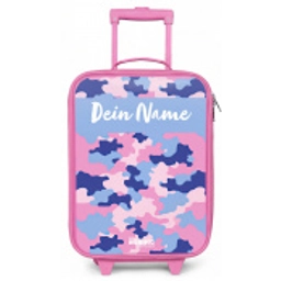 Camouflage - Roze - Blauw Kinderkoffer - Roze klein -zz3dotto