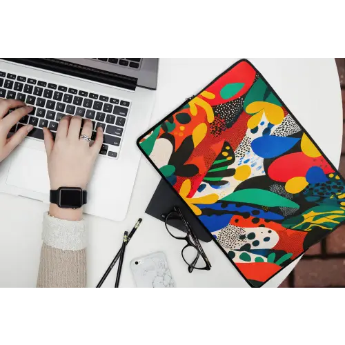 Abstract - Planten - Vormen - Kleurrijk laptophoes neopreen klein -bureau