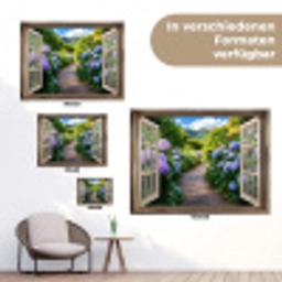 Doorkijk - Hortensia - Pad - Natuur tuinposter los doek klein -Xsfeer9_DE