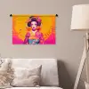 Bloemen - Vrouw - Kimono - Roze Wandkleed katoen klein -sfeer4