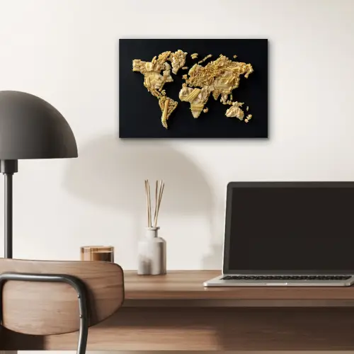 Wereldkaart - Pasta - Zwart aluminium wit klein -sfeer5