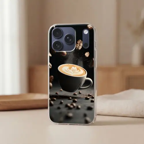 Cappuccino - Kop - Bonen - Bruin Telefoonhoesje iPhone 17 Pro klein -sfeer2