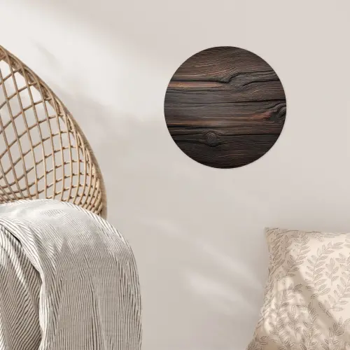 Hout - Grillige nerven Wandcirkel behangsticker klein -sfeer4
