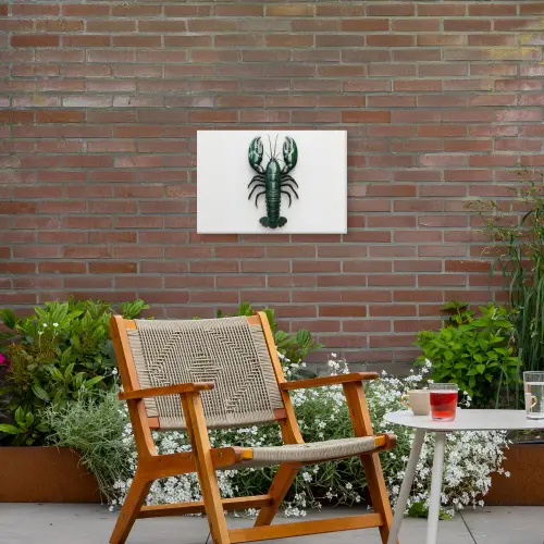 Kreeft - Glossier - Groen - Wit Tuinposter op houten frame 2 cm dik klein -sfeer3