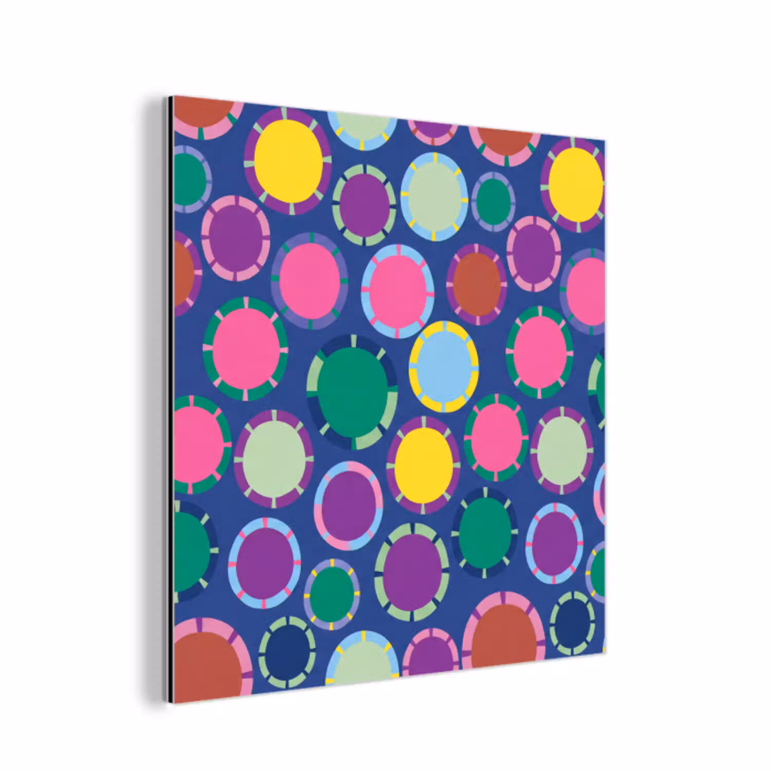 Patroon - Cirkels - Abstract - Kleurrijk aluminium wit klein -3d
