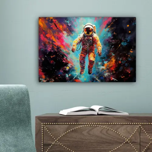 Astronaut - Graffiti - Ruimte - Neon canvas 2cm klein -sfeer4