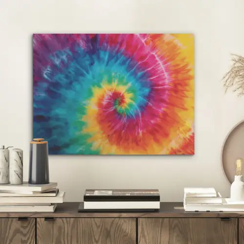 Regenboog - Tie dye - Kleurrijk - Blauw PET vilt klein -sfeer1