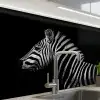Zebra - Dier - Zwart keuken achterwand 2 middel -zzzz3d_schuin