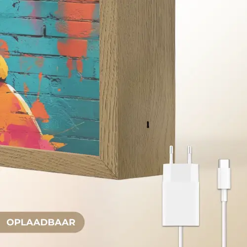 Graffiti - Wolf - Street art - Blauw Light Box met batterij (Wandlamp) middel -USP_websiteoplaadbaarNL