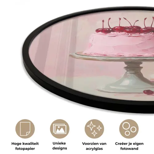 Taart - Pink - Cherry Fotolijst rond zonder passe partout klein -closeup_NL