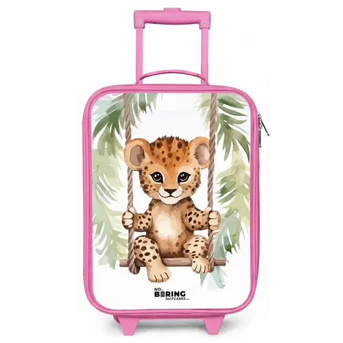 Luipaard welp op een schommel waterverf illustratie Kinderkoffer - Roze klein -zz3dotto