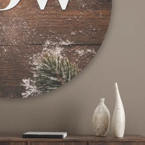 Sneeuw - Houtlook - Quote - Let it snow Akoestische PET Vilt - Rond klein -sfeer5_closeup