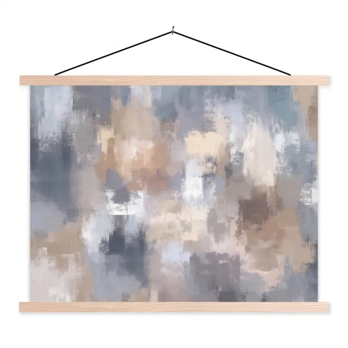 Penseelstreken - Schilderij - Beige textielposter latten blank klein -3d
