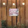 Kerstdorp - Roze - Winter - Sneeuw - Huizen tuinposter los doek klein -sfeer1