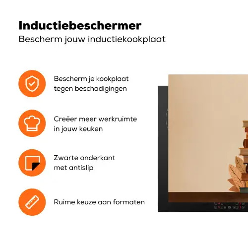 Boeken - Toren - Koffie - Beige Inductie beschermer vinyl 3mm klein -zzzzzzz-td-ups