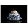 Taart - Slagroom - Kers - Bord - Delfts blauw poster papier klein -3d