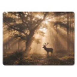 Hert - Bos - Mistig - Natuur - Goud muismat rubber klein -3d
