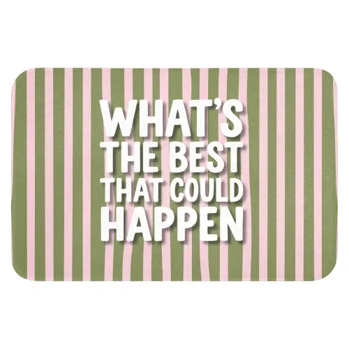 What's the best that could happen - Strepen - Groen - Roze Badmat klein -3d