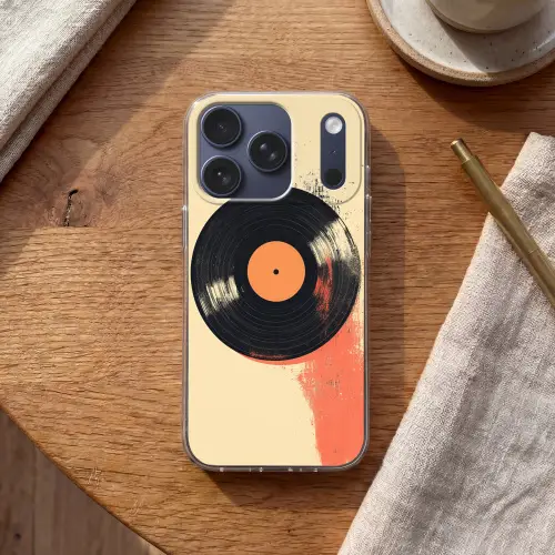 Vinylplaat - Zwart - Verfspatten - Retro Telefoonhoesje iPhone 17 Pro klein -sfeer1