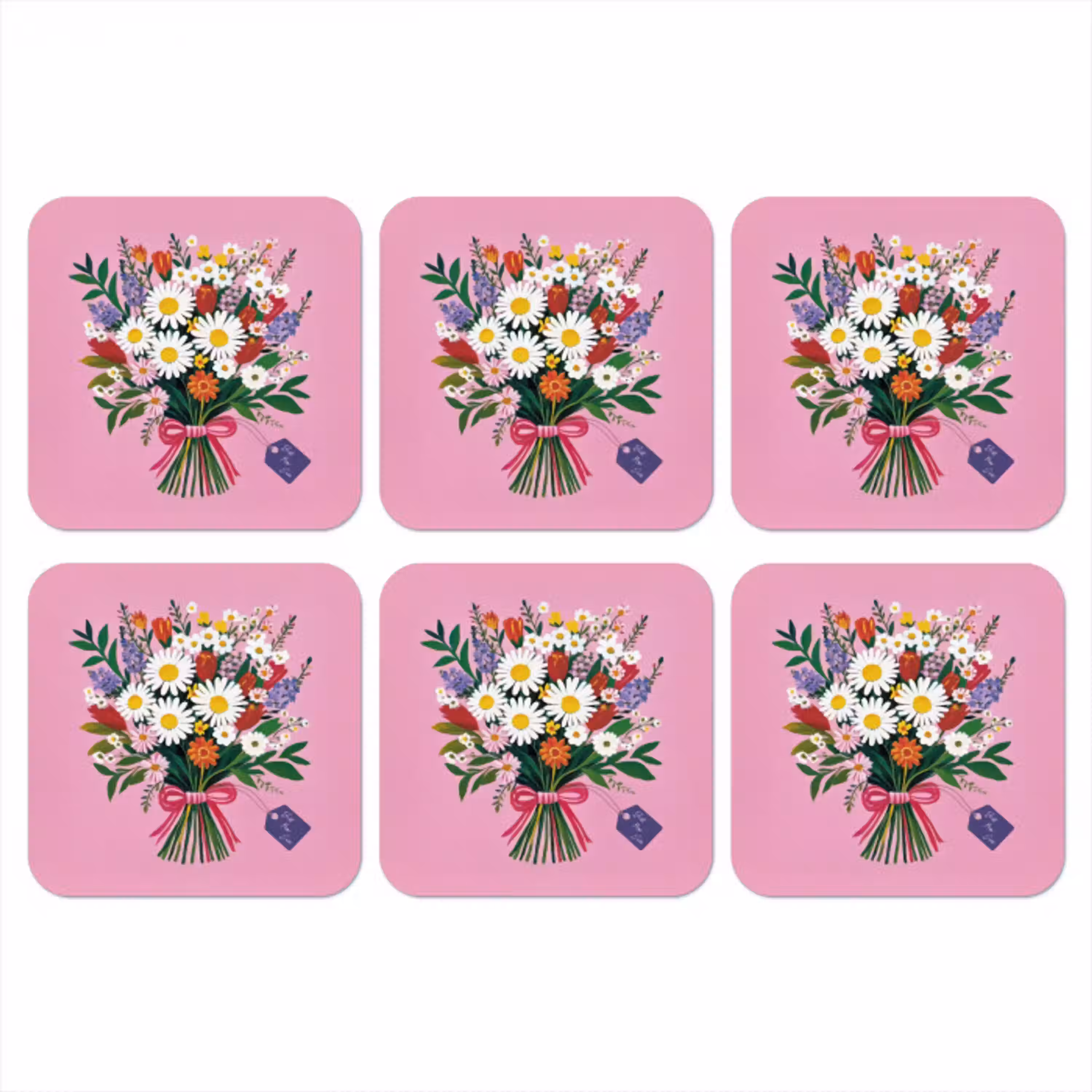 Bloemen - Quote - Kaartje - Kleurrijk onderzetter kurk middel -3d