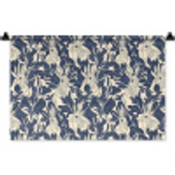 Hazen - Bladeren - Patroon - Blauw - Beige Wandkleed katoen klein 269 -zz3d