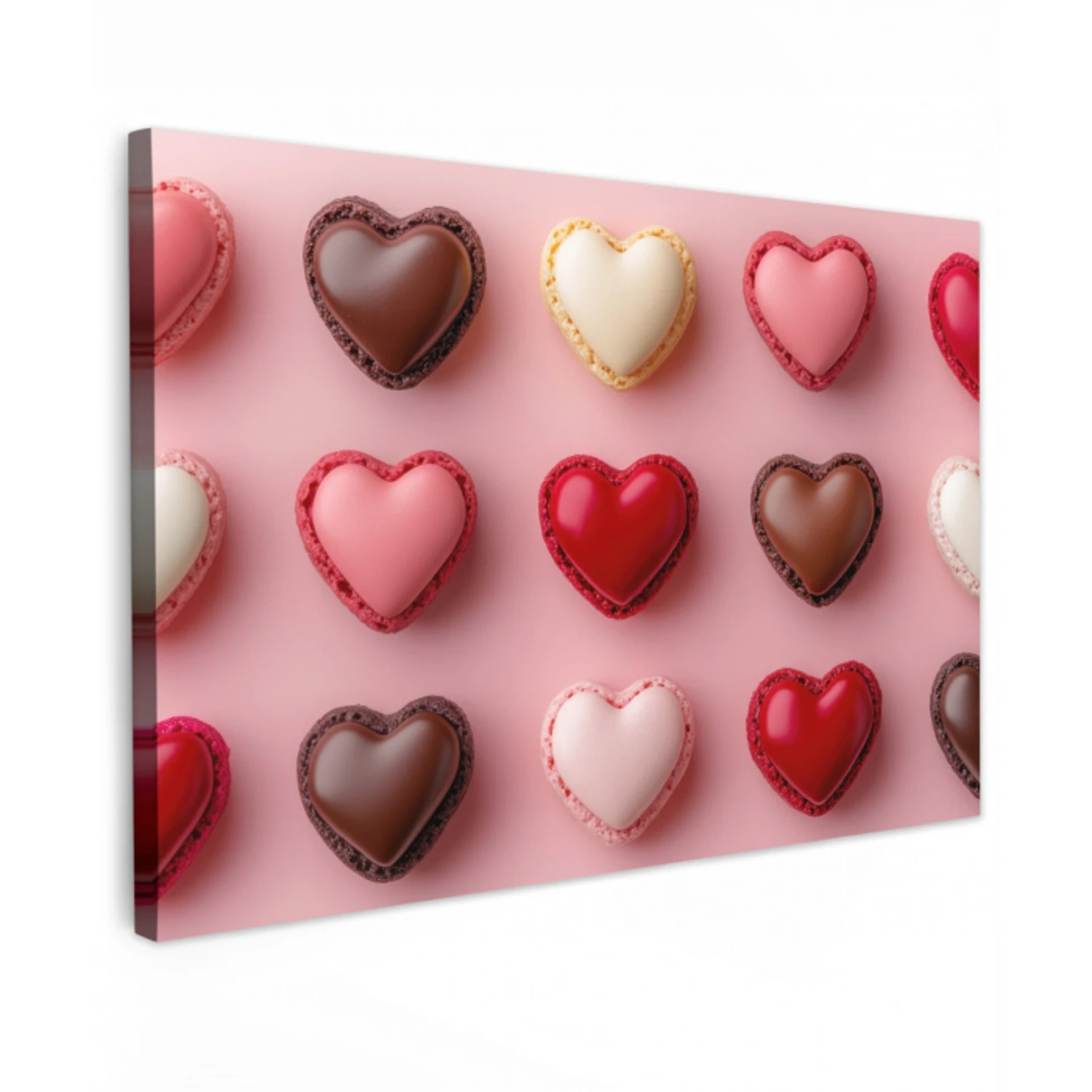 Macarons - Hartjes - Kleurrijk - Roze canvas 2cm klein -z3d