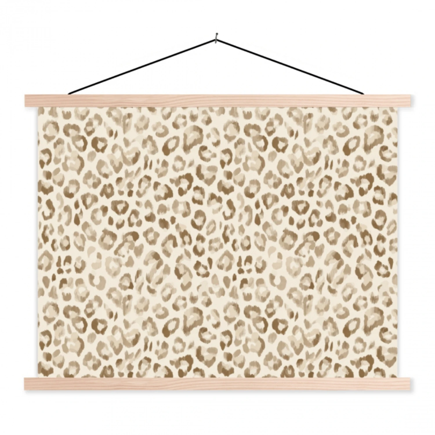 Luipaard - Klassiek - Beige textielposter latten blank klein 122 -3d