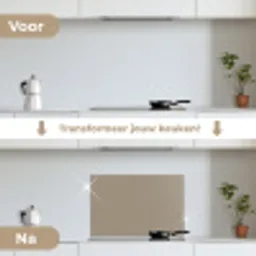 Interieur - Kleuren - Beige keuken achterwand spatscherm klein 900 -voor_na_NL