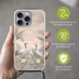 Kraanvogels - Natuur - Roze Hoesje iPhone 16 Pro Max met koord klein -sfeer2_DE