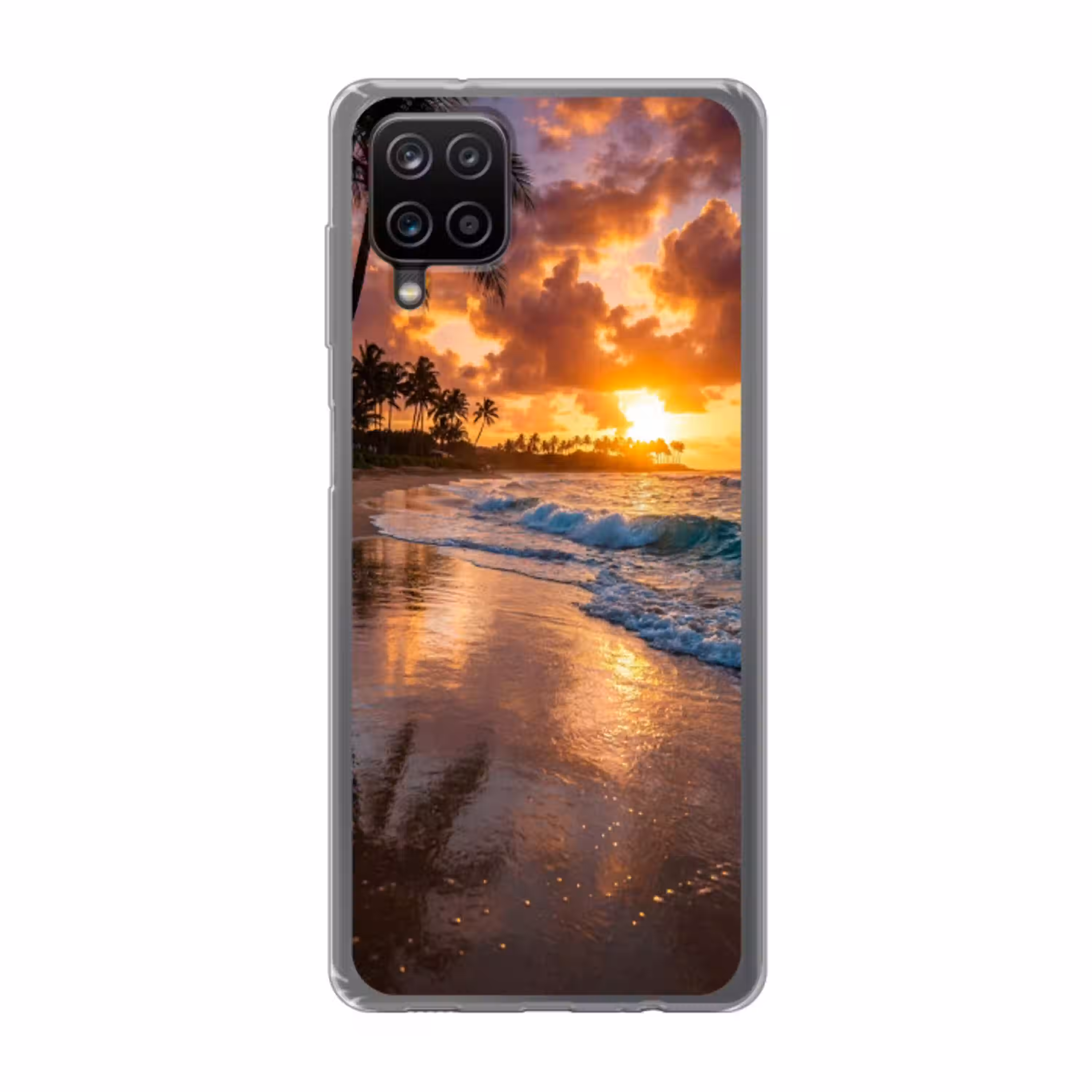 Strand - Zonsopgang - Tropisch - Natuur - Oranje Telefoonhoesje Samsung Galaxy A12 klein -3d