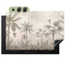 Jungle - Banenboom - Kolibrie - Beige Inductie beschemer met haakjes klein -3d